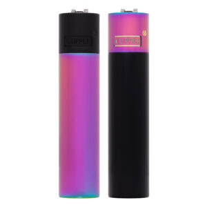 Clipper Metal Northern Light including Giftbox refillable purple and black metal clipper lighter.