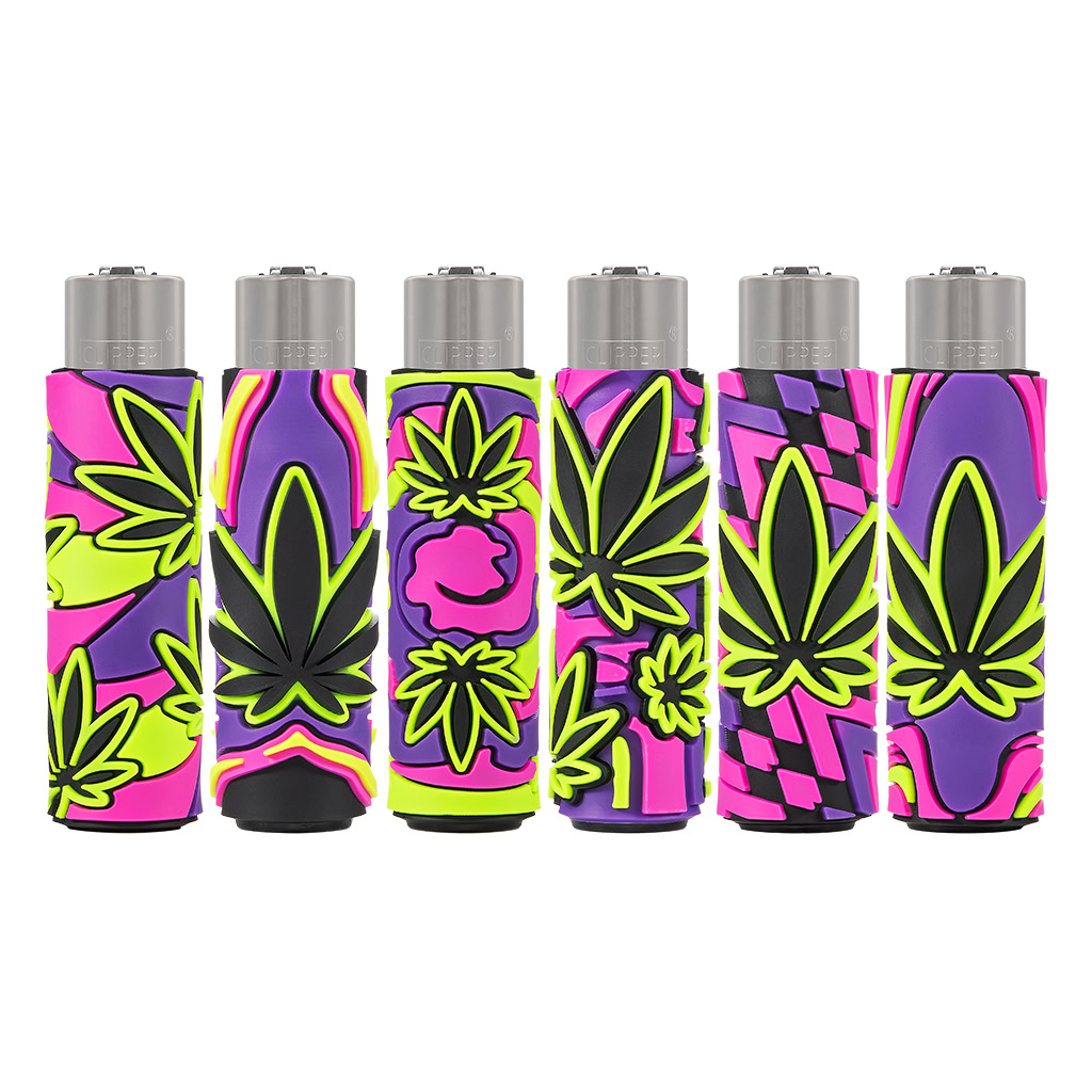 Lighter PVC Cover Neon Leaves (Clipper)