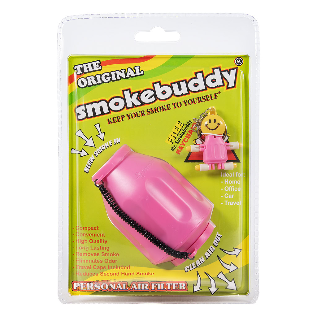 Smoke Buddy personal air filter device that removes smoke and odor using activated carbon filtration for discreet indoor use