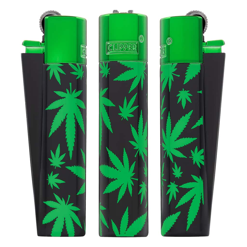 Lighter Metal Green Leaves Print incl. Giftbox (Clipper)