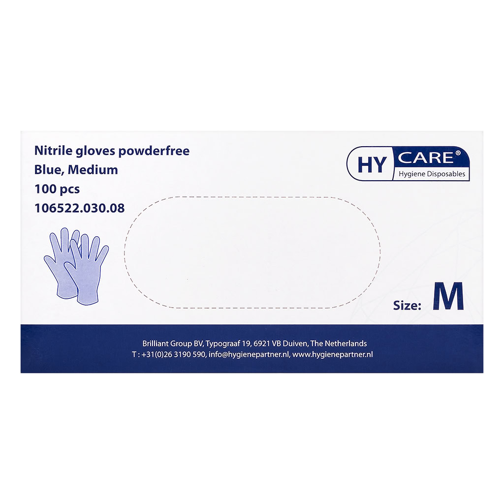 Nitrile Gloves Powderfree Blue 100pcs M