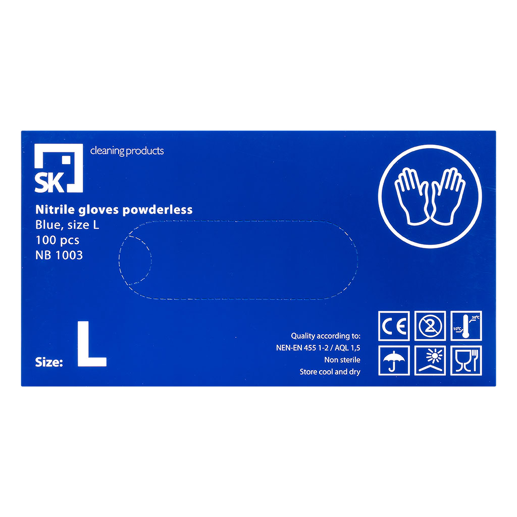 Nitrile Gloves Powderfree Blue 100pcs L