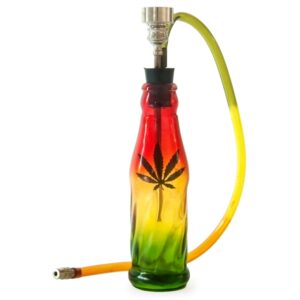 Bottle Bong 18cm Rasta small glass bong.