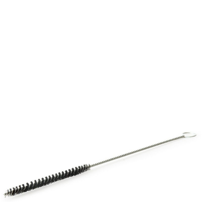 Chillum Cleaning Brush - 21 cm, slim 5mm diameter, short firm bristles, cleaning narrow tubes, chillums, downstems, small glass parts.