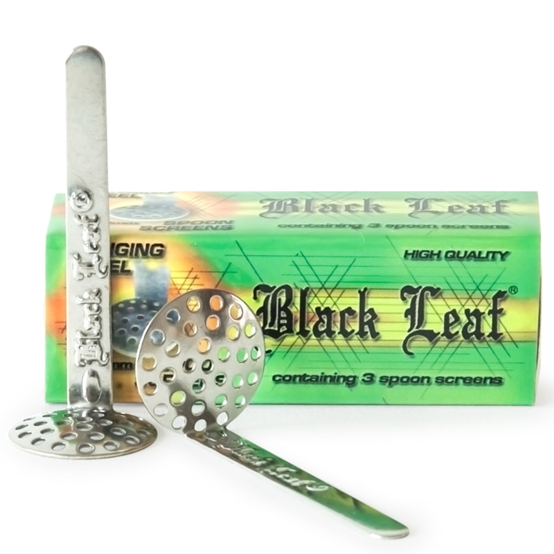 Large 18 mm stainless steel spoon-shaped screens with flexible metal handles for deep bong and pipe bowls.