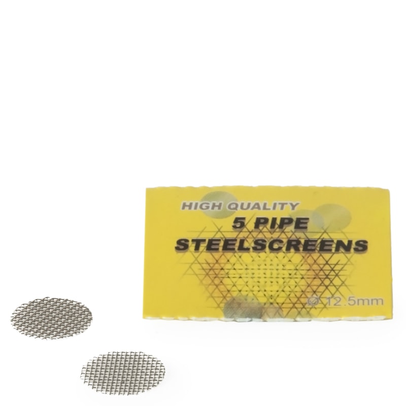 Small circular stainless steel mesh screens, 12.5 mm size for pipe and bong bowls to catch ash and fine debris.