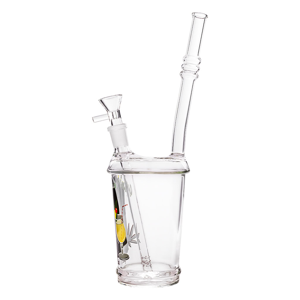 Glass Bong Cup Ganja Colada 28cm (Black Leaf)
